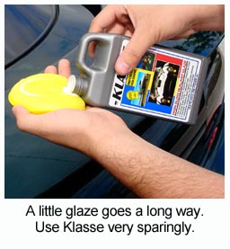 Use Klasse High Gloss Sealant Glaze very sparingly to prevent streaking and gumming. If this happens, moisten a Cobra Microfiber Towel with Wolfgang Deep Gloss Spritz Sealant or water.